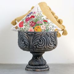 Dark Distressed Pedestal Planter