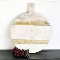 Wood and Stone Round Cutting Board