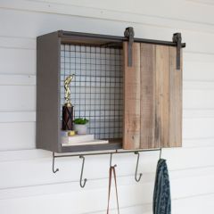 Recycled Wood and Metal Rolling Door Shelf