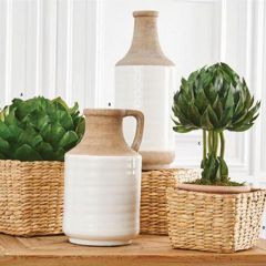 Woven Square Wheat Baskets Set of 3