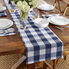 Blue and White Buffalo Check Table Runner