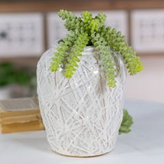 Abstract Weave Print Ceramic Pot 7x9