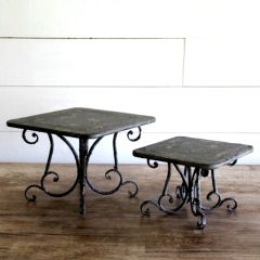 Ornate Metal Pedestal Risers Set of 2