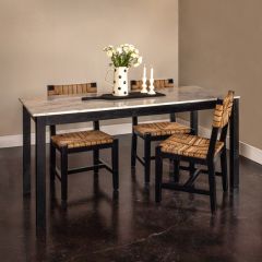 Wood And Natural Woven Seagrass Dining Chair Mahogany Black Set of 2