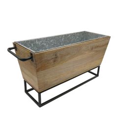 Acacia Wood Beverage Tub On Metal Stand
