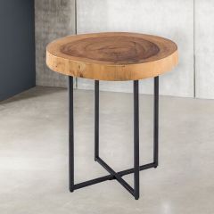 Acacia Wood Block End Table