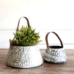 Embossed Metal Basket Set of 2