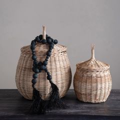 Acorn Shaped Basket With Lid Set of 2