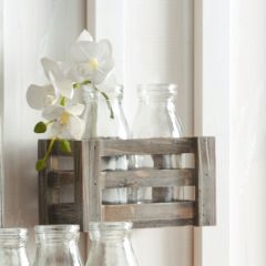 2 Bottles in Wood Crate Holder