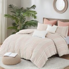 Textured Cotton Reversible Duvet Cover Set