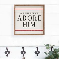 Adore Him Stripe White Framed Wall Art