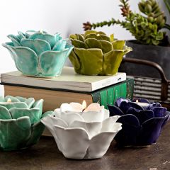 Ceramic Flower Votive Holders Set of 5
