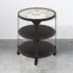 Rolling Industrial Table With Clock