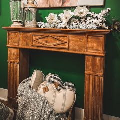 AFH Exclusive - Natural Wood Mantel With Storage