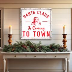AFH Exclusive Santa Claus Is Coming To Town Red Gallery Wrapped Wall Art