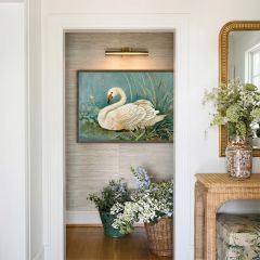 AFH Exclusive Wood Framed Swan Canvas Wall Art