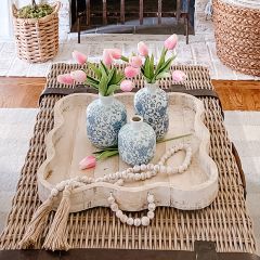 Scalloped Tray With Beaded Handles