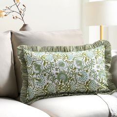 Agate Green Ruffle Throw Pillow Cover