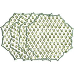 Agate Green Scalloped Cotton Placemats Set of 4