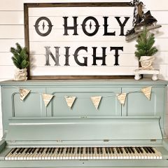 Aged Christmas Sheet Music Wood Banner