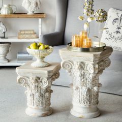 Aged Column Cap Pedestal Stand