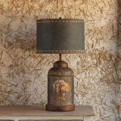 Aged Dairy Scene Tole Lamp