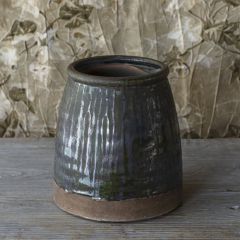 Aged Dripped Glazed Butterchurn Vase 6 inch
