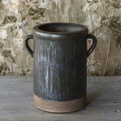 Aged Dripped Glazed Crock 8 inch