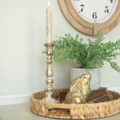 Aged Elegance Metal Taper Holder Set of 2