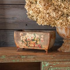 Aged Footed Rectangular Tole Container