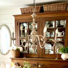 Aged French Country 6 Light Chandelier