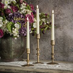 Aged Gold Metal Taper Candle Holders Set of 3