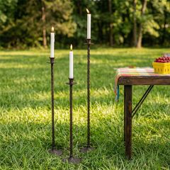 Aged Iron Floor Taper Candle Holder Set of 3