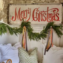 Aged Merry Christmas Script Metal Sign