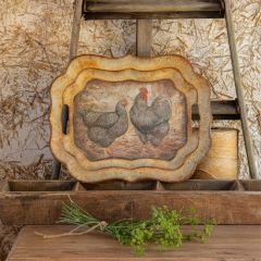 Aged Metal Chicken Tray