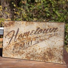 Aged Metal Hometown Dairy Sign