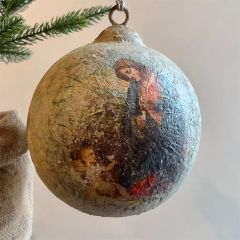 Aged Metal Madonna and Child Ornament Set of 4