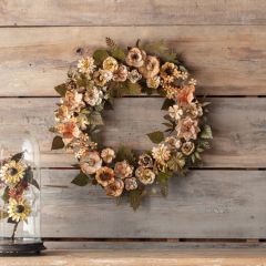 Aged Metal Multi Floral Wreath