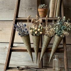 Aged Metal Posey Holder Set of 4