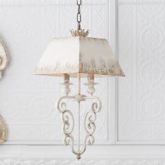 Aged Metal Scroll 4 Light Chandelier