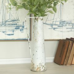 Aged Metal Slender Pitcher Vase