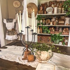 Aged Metal Taper Candle Candelabra