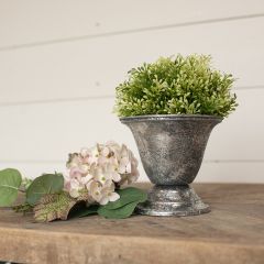 Aged Metal Urn Vase 5 Inch