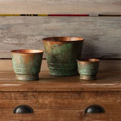 Aged Nesting Metal Planter Set of 3