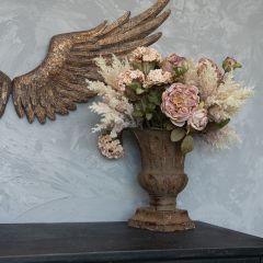 Aged Red and Brown Metal Urn Vase