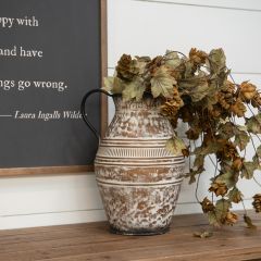 Aged Rustic Metal Pitcher Vase