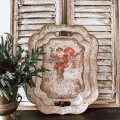 Aged Whimsical Santa Decorative Tray