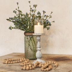 Aged White Metal Candlestick Set of 2