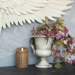 Aged White Metal Decorative Urn