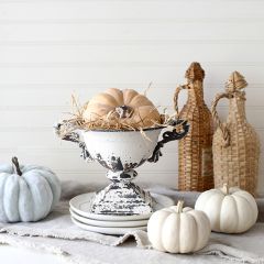 Aged White Metal Urn Planter